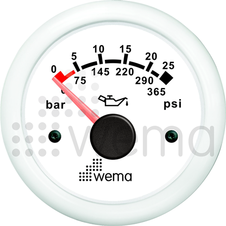 Oljetrycksmätare 25 bar, vit