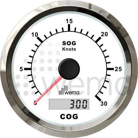 GPS-logg 0-30 knop vit Silverline 85 mm, kompl. m antenn