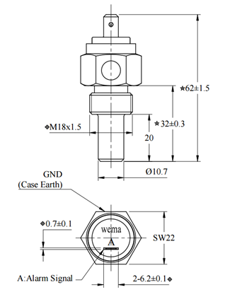 STP-1E Temp vakt 95° C M18x1,5 1p terminal