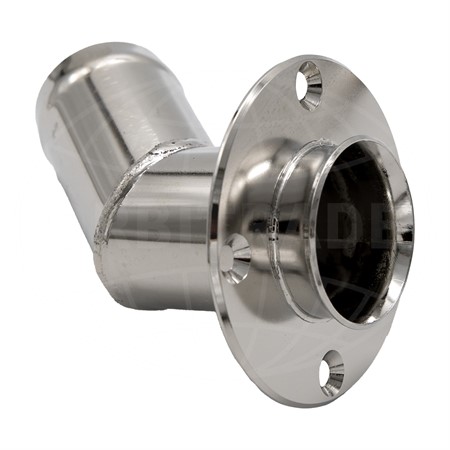 Bordsgenomföring vinklad 45° med droppkant, RF, anslutning 45 mm