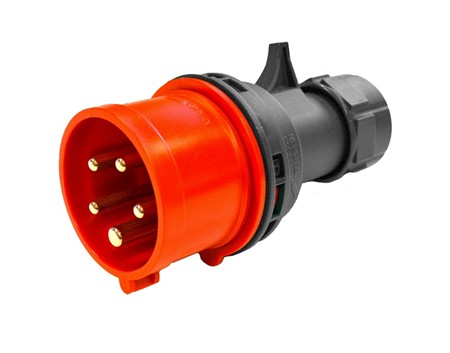 CEE Plug 5-pin 3x16A, Röd, IP44