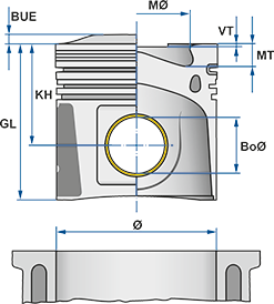 Kolvsats - std. D2-50, D2-55